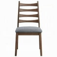 thumbnail image 2 of Mea Dining Side Chair Set of 2, Slatted, Dark Gray Linen Seat, Brown, 2 of 7