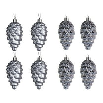 Lilixerw 8 PCS Glitter Christmas Tree Pinecone Shape Ornaments,3.5 Inch Hanging Pine Cone Ornaments,Xmas Tree Decor,Party Supplies,Gray