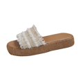 thumbnail image 1 of Fish Mouth Wedge Slippers for Women, Thick Sole Height-Increasing Design, Woven Upper, Non-Slip Rubber Outsole, Easy Slip-On Style, Breathable Comfort, 1 of 7