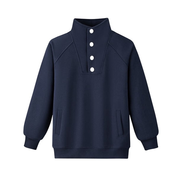 Blusa y camisa de cuello alto de manga larga para niños, color sólido, cálida, de manga larga, para niños medianos y grandes, informal y cómoda, blusa de poliéster para niños