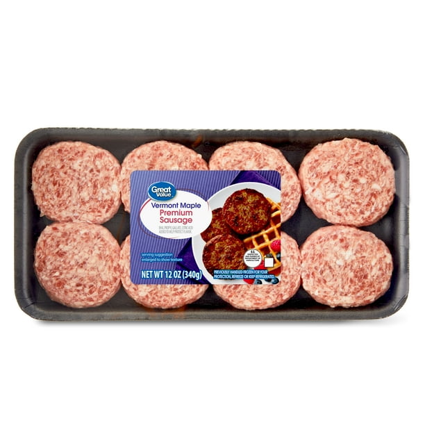 Great Value Vermont Maple Premium Sausage, 12 oz, 8 Count