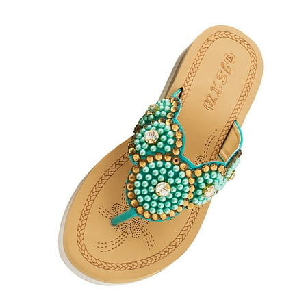 

Womens House Slippers Women S New Flower Pearl Sandals Foreign Trade Large Size Sandals