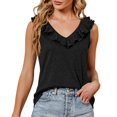 thumbnail image 2 of Playeras,Blusas y Tops,Ropa para Mujer Loose Tank Tops Para Las Mujeres Camiseta con cuello en V para mujer, camiseta sin mangas de verano, diseño Simple y exquisito (Black, S), 2 of 3