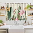 thumbnail image 2 of Vintage Green Cactus Kitchen Curtains 63 Inch Length, Spring Floral Watercolor Botanical Grommet Top Bedroom Living Room Curtains, Light Filtering Cafe Curtain Drapes 2 Panels Set 104''x63'', 2 of 9