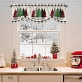 thumbnail image 2 of Merry Christmas Tie Up Valances Curtain, Retro Plaid Xmas Pine Tree Black Plaid Linen Adjustable Rod Pocket Short Window Treatment Tie Up Curtains Valances for Kitchen Living Room Bathroom 54x18 In, 2 of 9