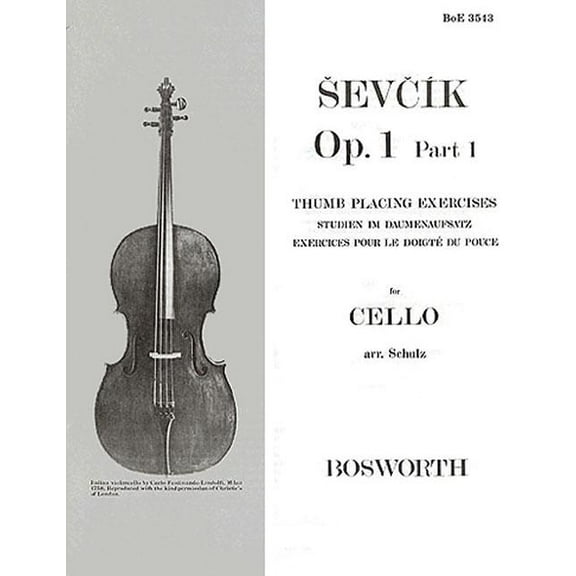 Sevcik for Cello - Op. 1, Part 1: Thumb Placing Exercises (Paperback)