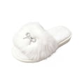 thumbnail image 2 of uublik Women's Fuzzy Slippers Cute Bow House Slippers for Women Soft Cozy Indoor Outdoor Lightweight House Shoes, White, 2 of 7