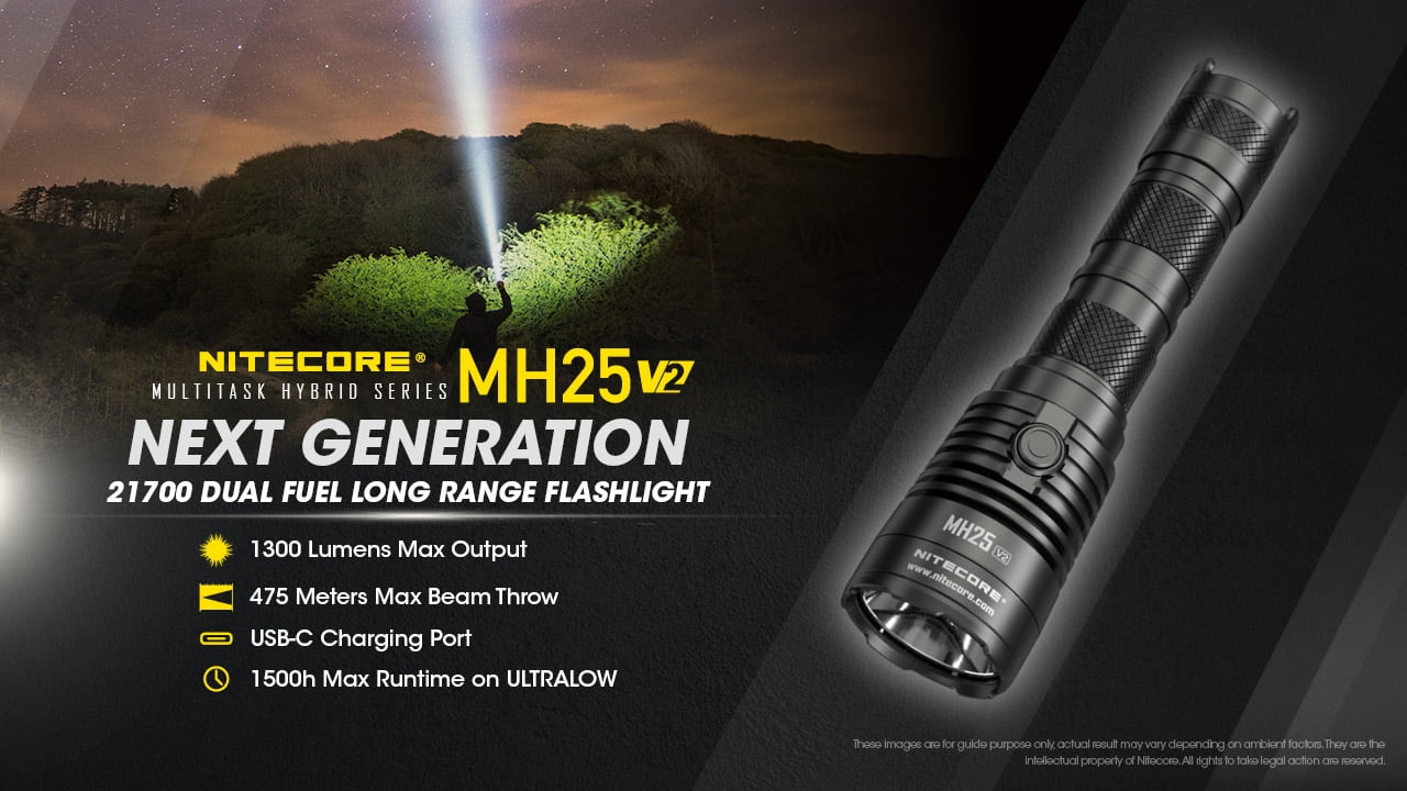 NITECORE MH25 v2 USB-C Rechargeable Flashlight with Lumentac Battery Organizer
