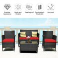 thumbnail image 6 of Resenkos 4 Pieces Comfortable Outdoor Rattan Sofa Set, Outdoor Furniture Garden Conversation Sets with Glass Coffee Table-Turquoise, 6 of 9