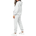 thumbnail image 6 of Tracksuits For Women Set Women's Winter Casual Fashion Solid Color Hooded Sweatshirt With Drawstring Pockets And Cuffed Pants Set White M, 6 of 8