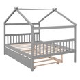 thumbnail image 6 of Harper & Bright Designs Full Size Wooden House Bed with Trundle, Wood Montessori Daybed Frame with Roof, Gray, 6 of 11