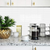 DEWOO Peel and Stick Backsplash - 10 Sheets of 12"×12" - 3D Adhesive Peel and Stick Tile Backsplash for Kitchen, Bathroom, Wall Tile, White