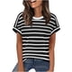 thumbnail image 1 of Camisas de Cuello en V de Manga Corta para las Mujeres Impresión de Rayas Blusa de Verano de Primavera de Moda, Camiseta de Mujer de Manga Corta, 1 of 7