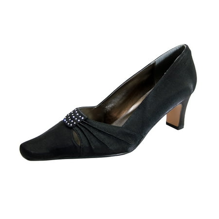 

FLORAL Reina Women s Wide Width Satin Dress Shoes BLACK 10.5
