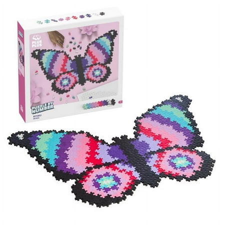 Plus-Plus: Puzzle by Number - Butterfly - 800 Piece - Color To Number Matching, Interlocking Mini Blocks, Construction Building STEM Toy, Kids Ages 7+