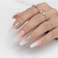 thumbnail image 4 of Nude Ombre French 3D Crystal Press On Nails, Extra Long Coffin Fake Nails Set, Sparkle Pop, 4 of 7