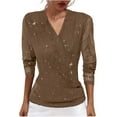 thumbnail image 2 of Xdegoge V Neck Sequin Tops for Women Party Night Going Out Long Sleeve Blouses Sparkly Glitter Fashion Dressy Casual Mesh Shirts, 2 of 6