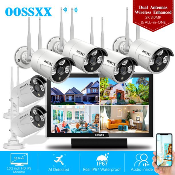 Outdoor Wireless Home Security NVR Camera System}, 10inch Screen Monitor, 6pcs IP67
