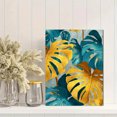 thumbnail image 2 of Gold Teal Monstera Leaf Canvas Wall Art，Elegant Decor for Living Room Bedroom Office Hotel, 2 of 8
