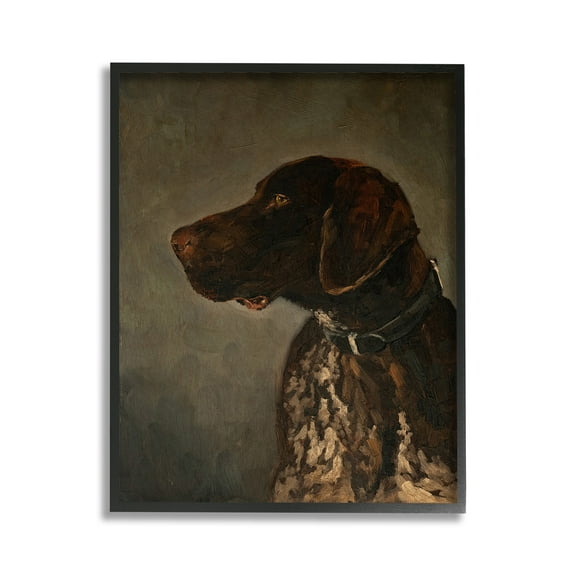 Stupell Industries Traditional Pointer Dog Portrait Animals & Insects Painting Black Framed Art Print Wall Art, 11 x 14
