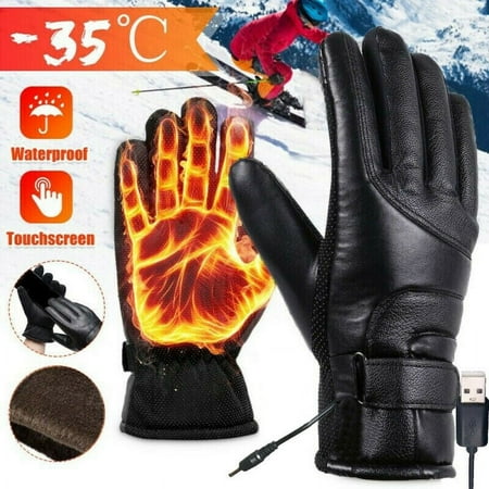 Heated Gloves for Men Women USB Powered Waterproof Touchscreen Heating Gloves Winter Thermal Sports for Skiing Snowboarding Cycling Motorcycle Hiking Hand Warmer Gloves