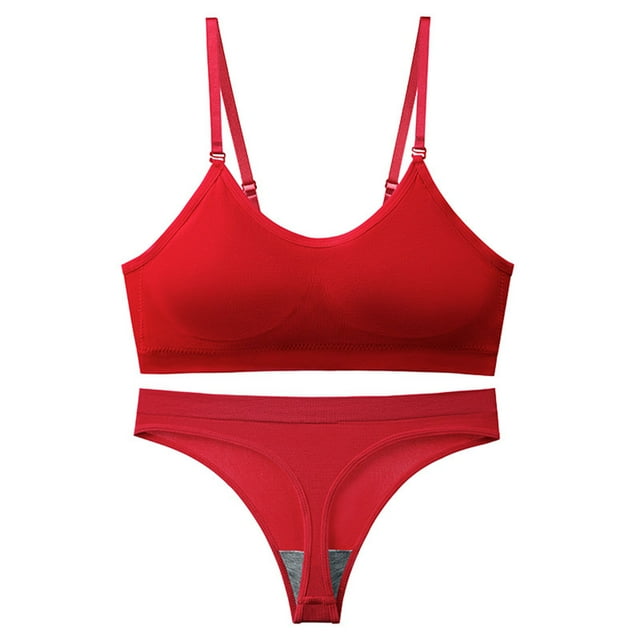IROINID Soutien-Gorge Rehausseur Réduit pour Femmes Sans Armature, Rassemblement, Sans Marques, Respirant, Bretelles, sous-Vêtements de Sport, Culottes, Ensemble, Rouge