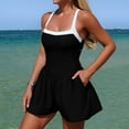 thumbnail image 2 of Xijirk One Piece Swimsuit Women,Color Swimwear Skirted Bottom with Side Pockets Bathing Suit Comfortable Flowy One Piece Swimsuit Practical Swimwear for Beach Pool,Swimsuit for Women,XL,Black, 2 of 7