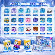 150PCS Snow Castle Magnetic Blocks for Kids Ages 3-12, Magnetic Building Cubes STEM Building Blocks Set with Strong Magnets, Magnetic Toys Educational Construction Set for Boys Girls
