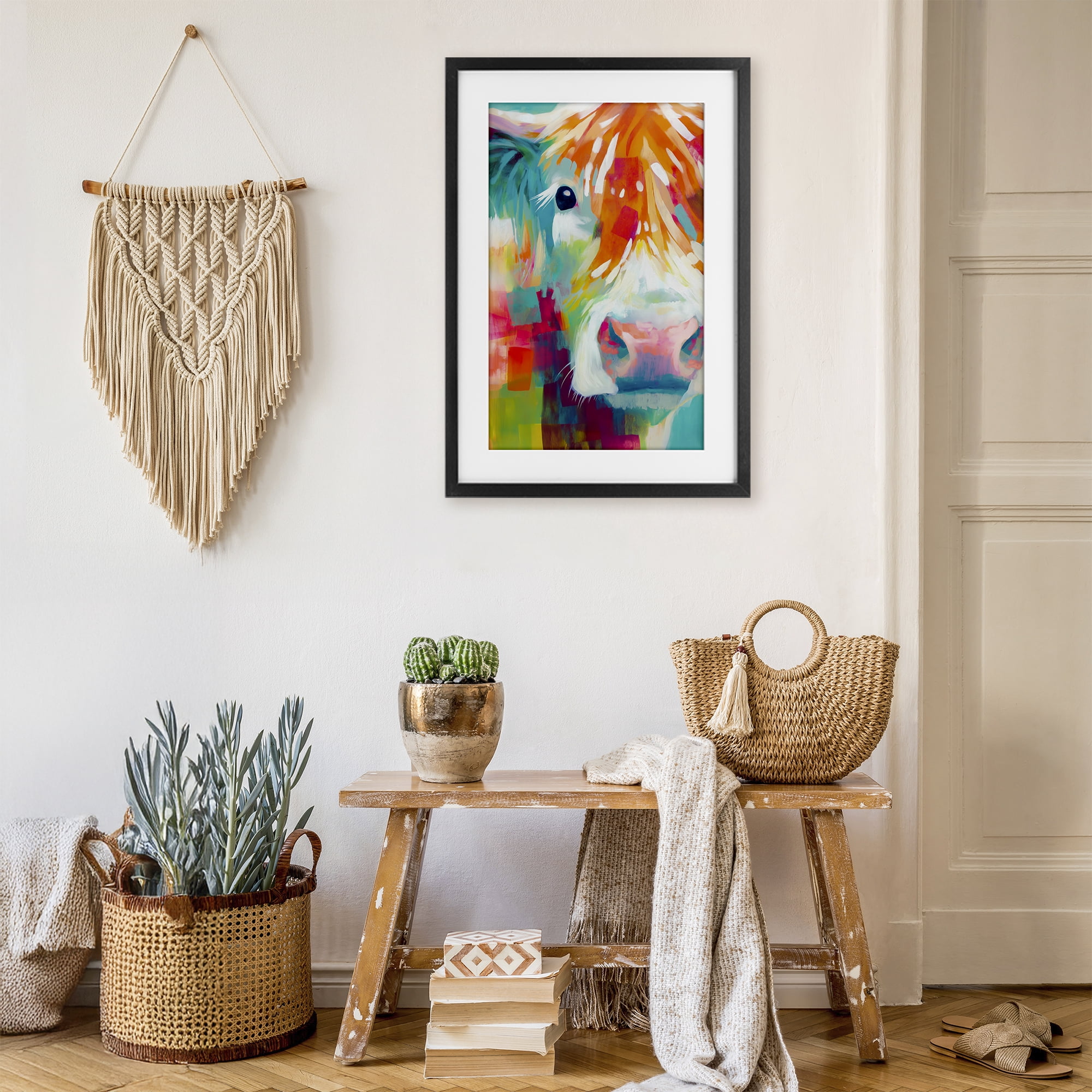 Stupell Industries Highland Portrait in Brights Black Framed Print Under Glass, design by Chromatic Storm Studio