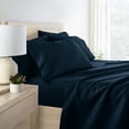 thumbnail image 3 of Twin Extra Long, Navy Solid Microfiber 6 Piece Bed Sheet Set, by Noble Linens, 3 of 11