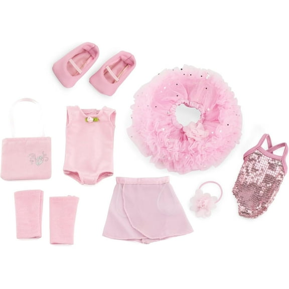Emily Rose 18-inch Ballet Essentials BUNDLE - 5 Piece Ballerina Practice Outfit with 4 PC Ballet Dance Recital Clothing Set