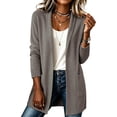 thumbnail image 2 of vzibsiv Cardigan for Women Long Sleeve Open Front Knit Fleece Jacket with Pockets Fall Winter Outfits Gray Size S, 2 of 6