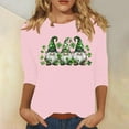 thumbnail image 2 of Fewfanhot Women's St Patrick's Day Shamrock Print Top, 3/4 Sleeve Crewneck Casual Shirt with LuckyClover Design, Loose Fit Holiday Tee for Spring Festival Wear, 2 of 4