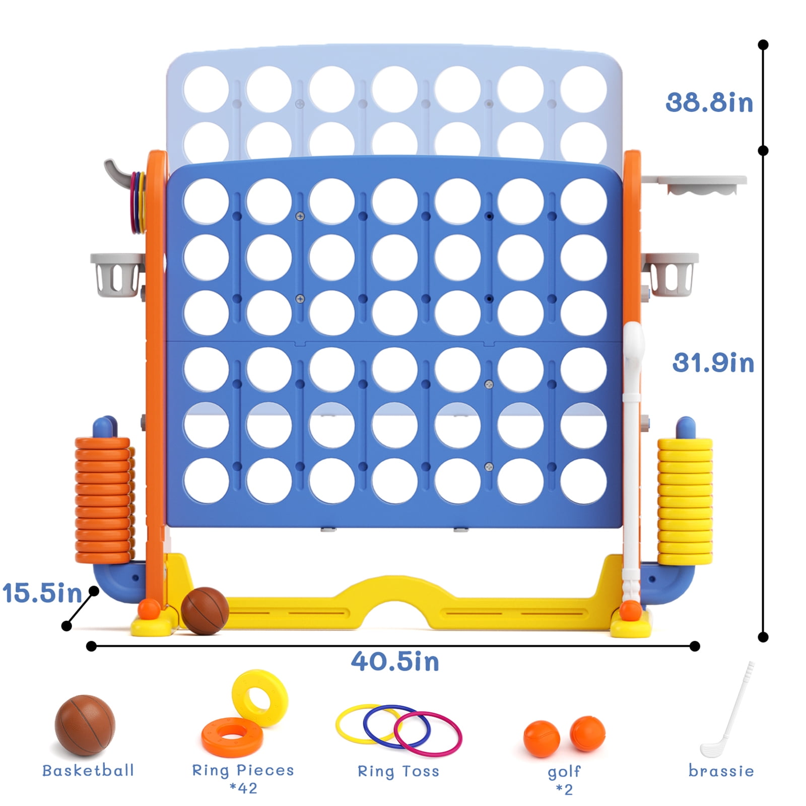 KORIMEFA Jumbo 4-to-Score Giant Game Set 4 in a Row Connect Game Perfect for Kids Adults Outdoor Holiday Party Family yard Game, Orange