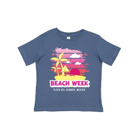 

Inktastic Beach Week Playa Del Carmen Mexico with Palm Trees Gift Toddler Toddler Girl T-Shirt