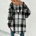 thumbnail image 3 of Womens Plaid Shacket Jacket Long Sleeve Button Down Fleece Hooded Jackets Lightweight Fall Winter Warm Coat Outerwear, 3 of 6