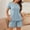 01 Light Blue, variant on Weiqiqre Pajamas for Women Set 2 Piece Ribbed Knit Pjs Short Sleeve Sleepwear Set Summer Soft Pajamas Set Casual Lounge Sets