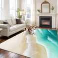 thumbnail image 2 of Large Area Rugs for Living Room Bedroom, Ombre Turquoise Ocean 8'x10' Rug Washable Carpet Runner Indoor Outdoor, Gradient Coastal Beach Waves Summer Non Slip Floor Mats Rug for Kitchen, Patio, 2 of 8