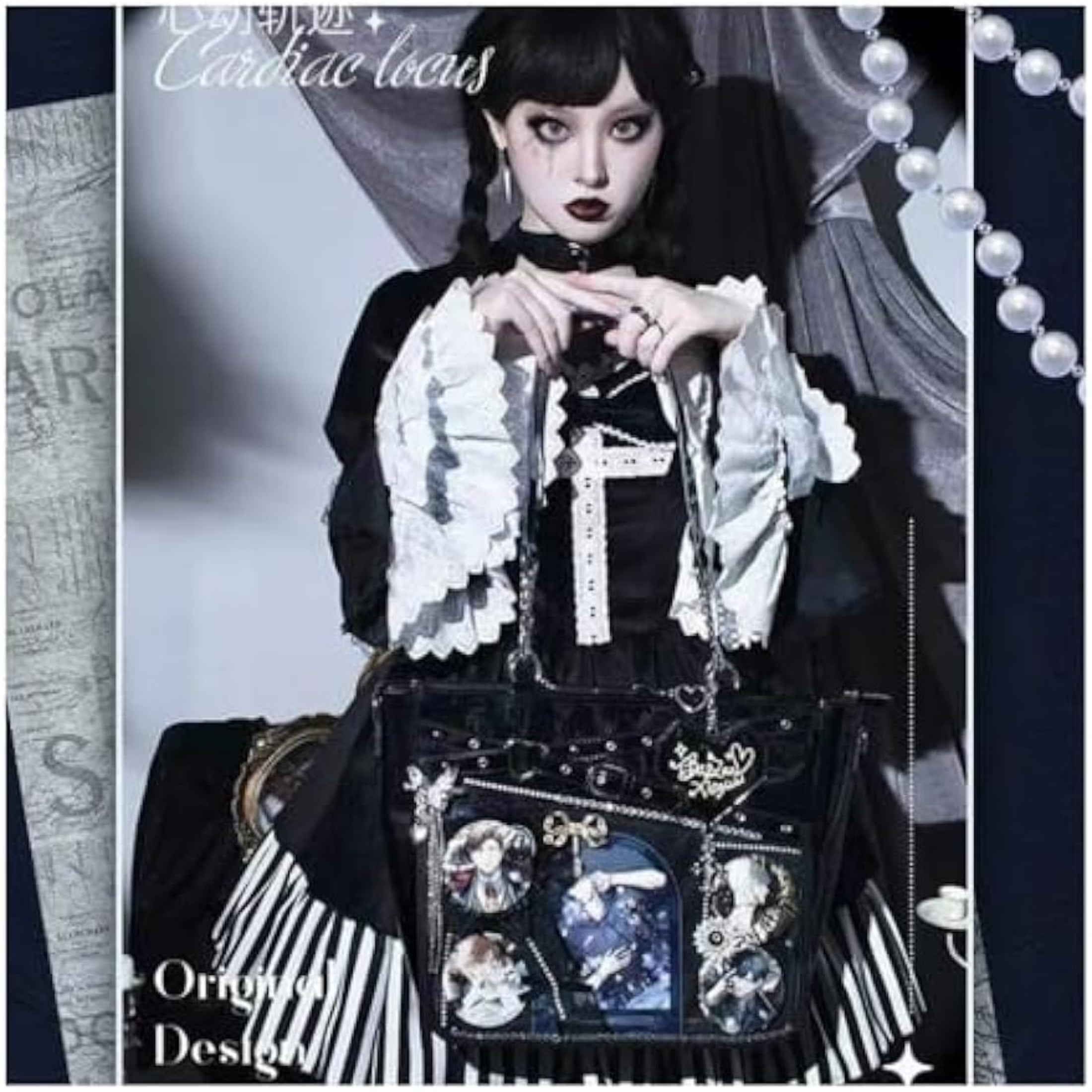 Love-Chains Ita Bag Pins Display Single Shoulder Crossbody Bag PU Leather Big Capacity Handbag Chain Clear Purse with Insert