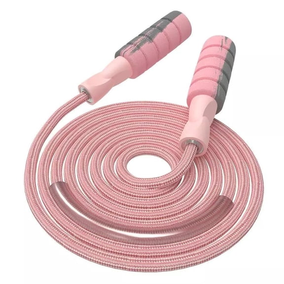 Cotton Adjustable Weighted Jump Rope for Women, Adult and Children Fitness Exercise (Pink)