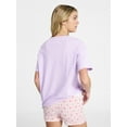 thumbnail image 3 of No Boundaries Sleep Graphic Tee and Boxer Shorts Set from our Cloud Core Collection, 2-Piece, Women’s XXS-3X, 3 of 5