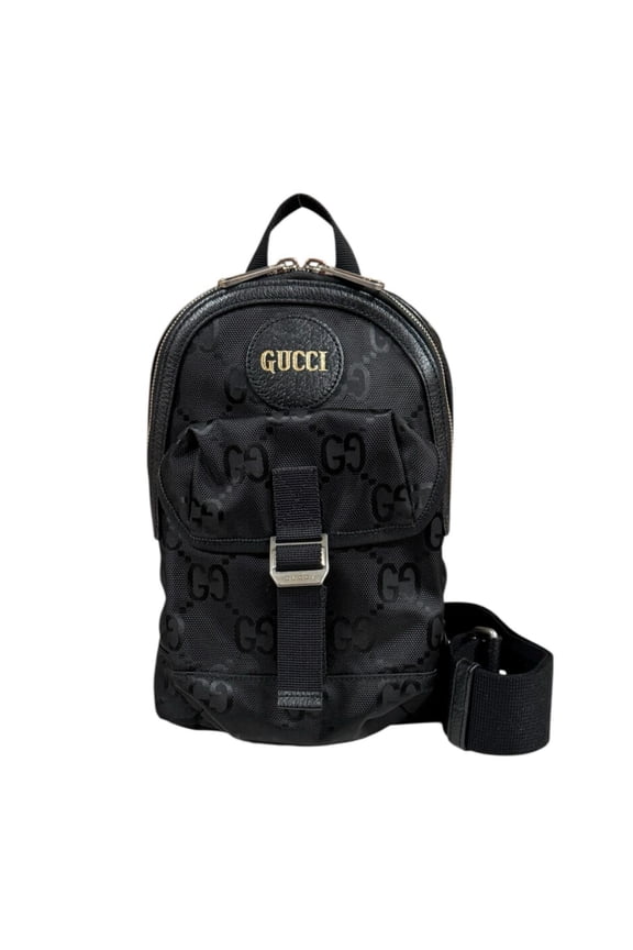 Pre-Owned Gucci Off the Grit Sling Backpack, Nylon 658631, Black, Men's (Good)