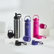 Iron Flask Stainless Steel Water Bottle 22 oz Metallic Black with 3 Lids