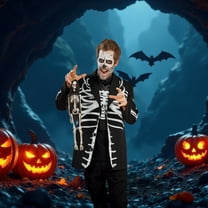 Northlight Black Skeleton Boy Teen Halloween Costume - Medium