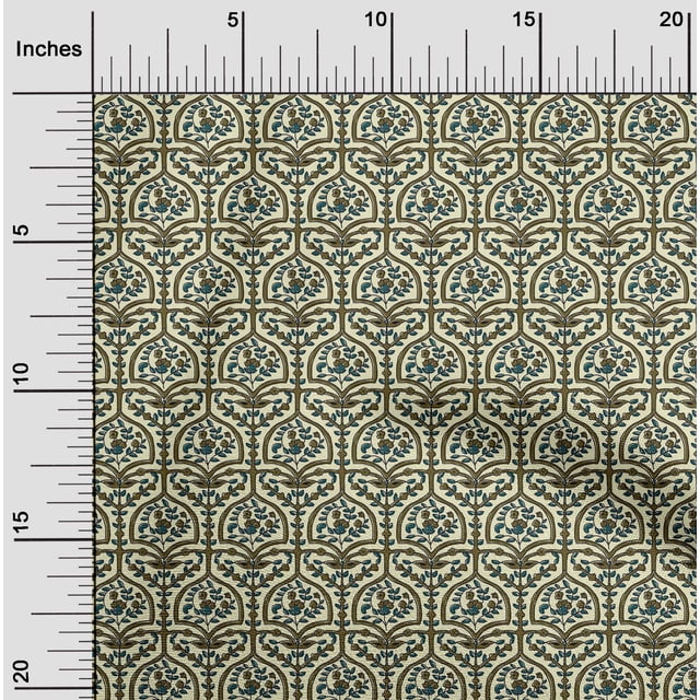 oneOone Georgette Viscose Fabric Leaves & Floral Block Print Fabric By Yard 42 Inch Wide