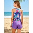 thumbnail image 4 of Aideaone Girls Swimsuit 3 Piece Bathing Suit UPF 50+ Beach Tankini Sets Girls' Racerback Swimwear with Shorts 8-15 Years, 4 of 7