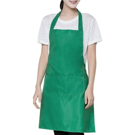 

Jygee 2 Pieces Solid Color Simple Design Halter Neck Apron Polyester Waiter Baker Chefs Full Bib Front Pocket