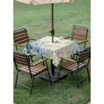 thumbnail image 4 of Outdoor Tablecloth with Umbrella Hole for Patio/Picnic/Party/Camping, Rustic Botanical Waterproof Table Cloth Square Cover Washable, Spring Watercolor Floral Leaves Butterfly Beige (60"x 60"), 4 of 9