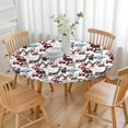 thumbnail image 3 of Multicolor Christmas Snowman Pattern Round Fitted Tablecloth with Elastic Edge,Dining Table Cover Waterproof,Outdoor Round Tablecloth for Camping,Dining,Indoor and Outdoor, 3 of 7