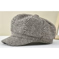 thumbnail image 3 of CoCopeaunts Stripe Newsboy Hat for Women Winter Tweed Newsboy Cap Fiddler Cap Visor Cabbie Painter Hat Bakerboy Hat Beret Cap, 3 of 6